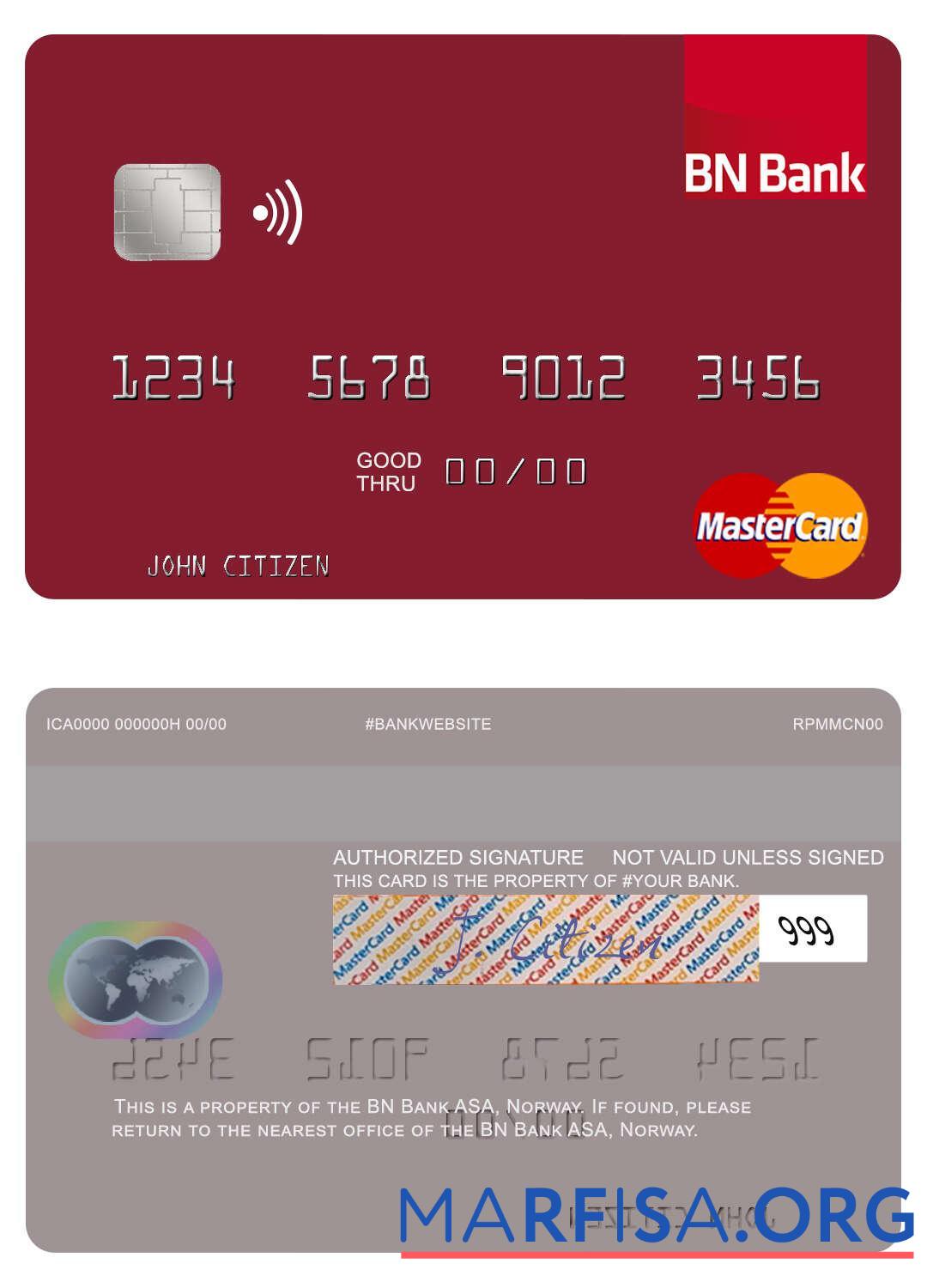 Realistic Norway BN Bank ASA mastercard example